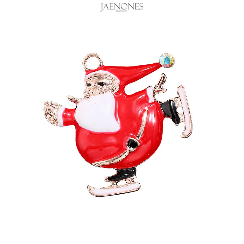 

JAENONES High Quality Factory Color Enamel Rhinestone Pearl Bell Tree Star Deer Santa Claus Brooch Cute Christmas Brooch Sets