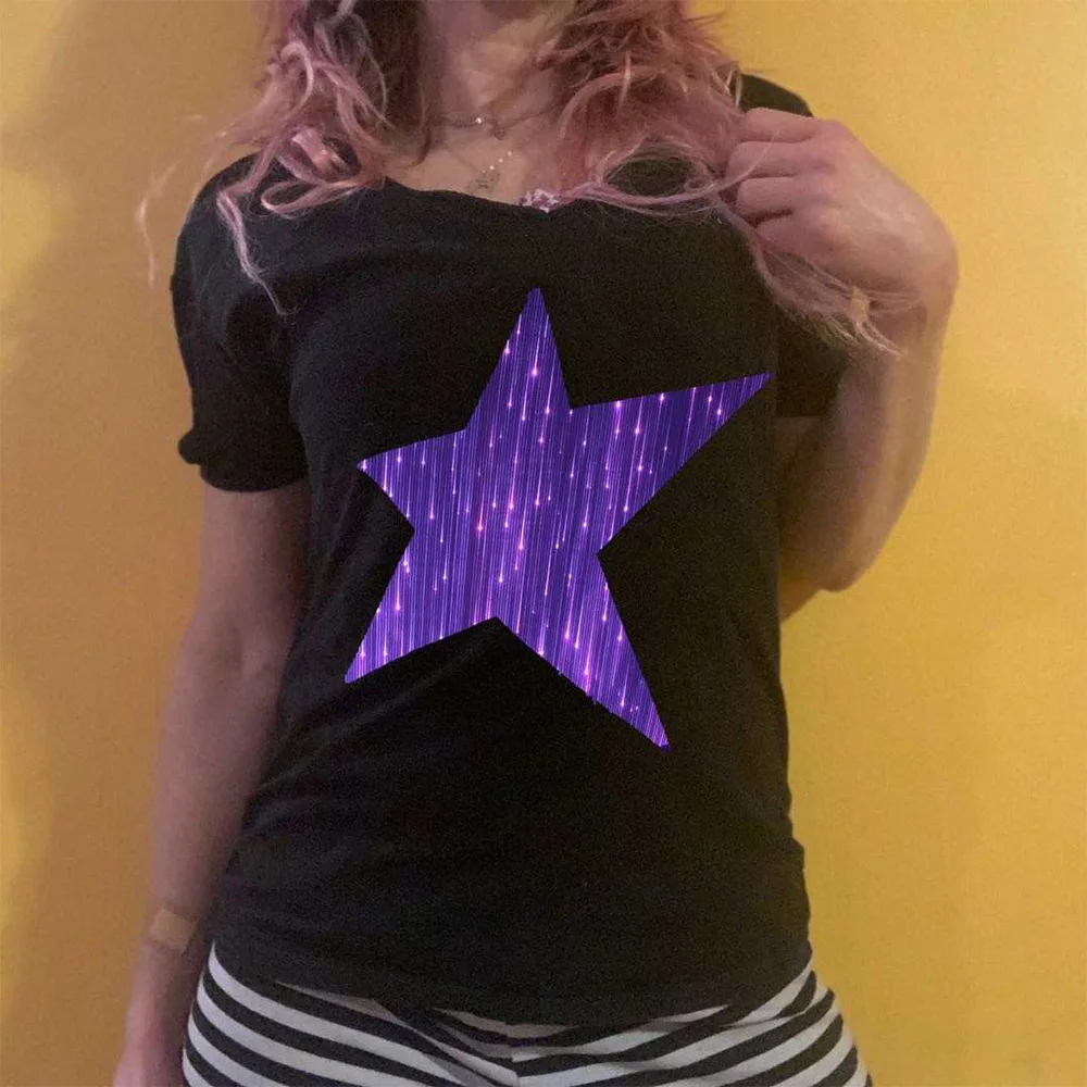 

LED T-Shirts for Women Fiber Optic T Shirts Woman V Neck Party Shirt
