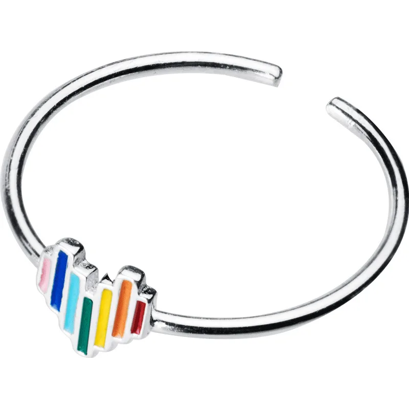 

Simple Small Fresh And Lovely Rainbow Heart Adjustable S925 Silver Ring Sterling Silver Adjustable Beautiful Ring Of Girls