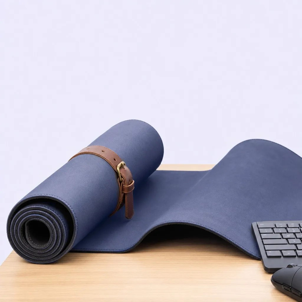 Roll-up Desk Pad with Leather Fastener Strap
