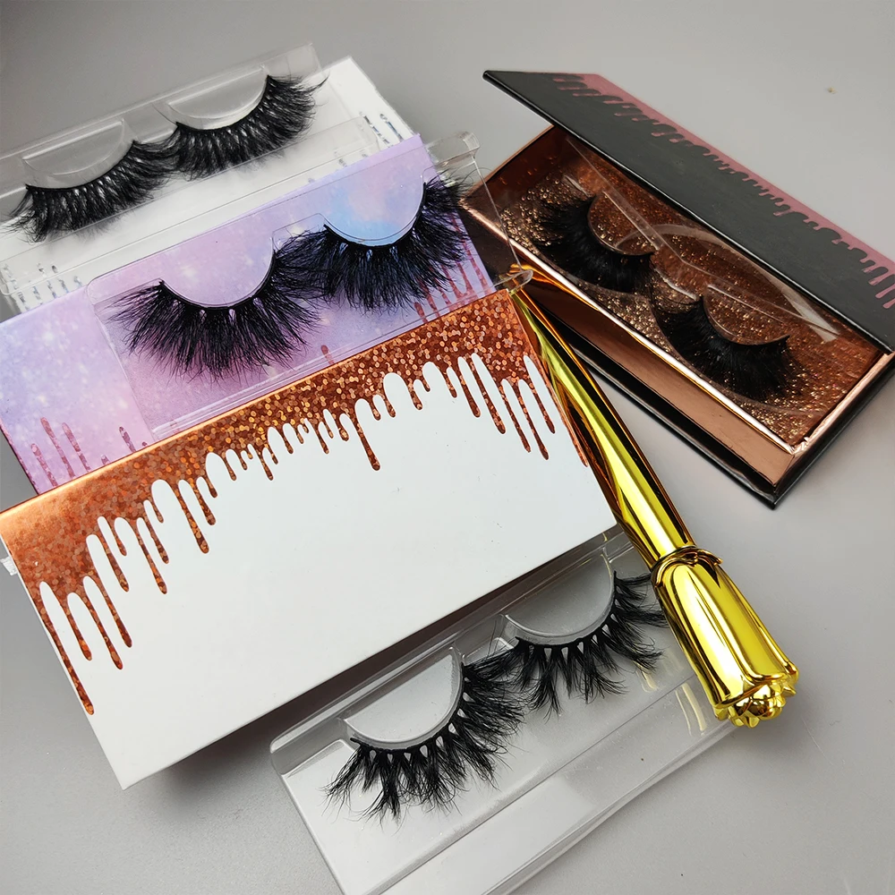 

Wholesale cilios lashes fiber false eyelash 25mm strip mink eyelash fluffy mink eyelash vendor customized boxes meiya, Custom color