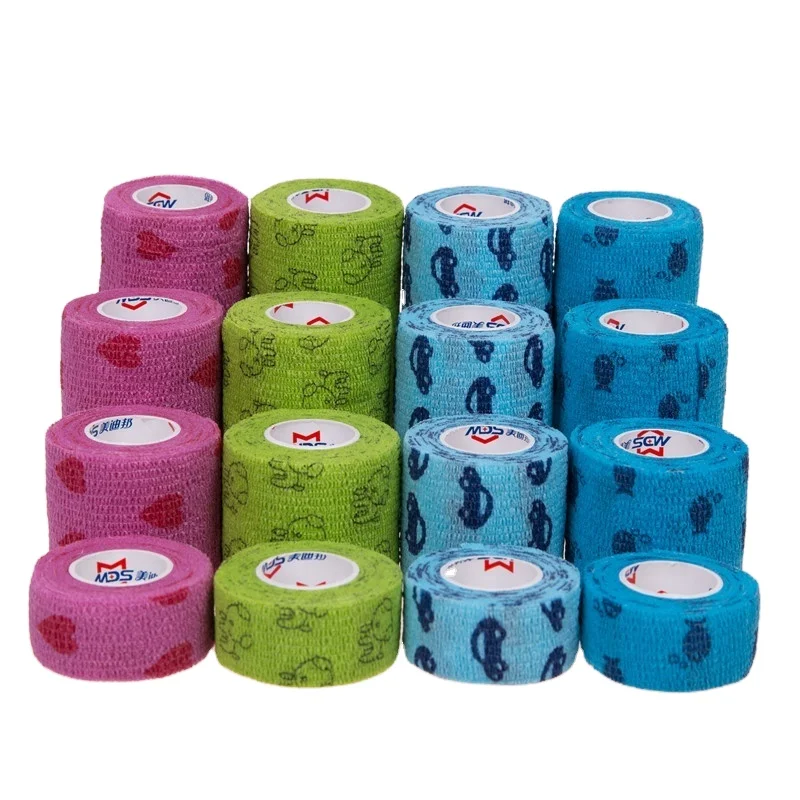 

Printed Medical Roll Therapeutic Cohesive Bandage, 23 solid colors available;such as neon colors