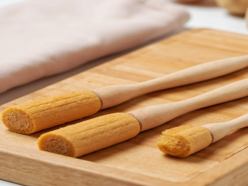 Close-up of natural pedicure tools on bamboo tray