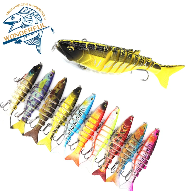 

In Stock 20g 126mm Hard Bionic 3 Colors 3D Eyes 8 Sections Swimbait Wobblers Sinking Multi Jointed Fishing Lure