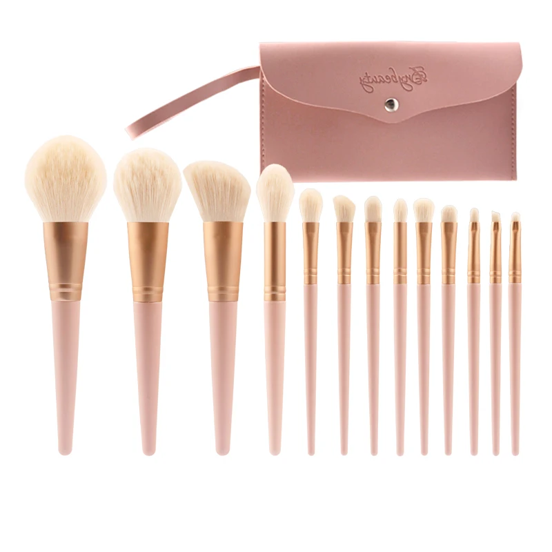 

13 pcs makeup brush set with case and beauty bag 3 colors customizable logo, 3 color