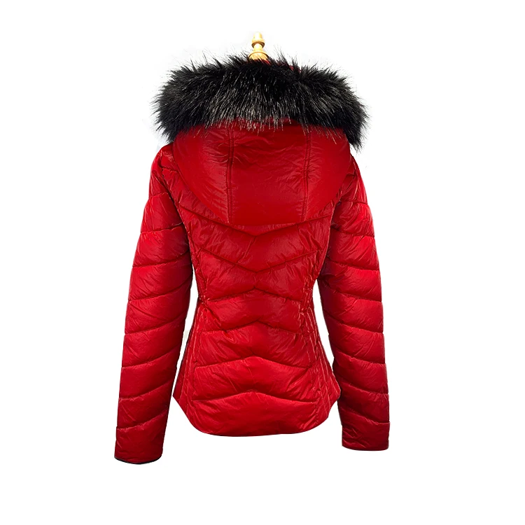 
New Fashion Fur Women Outdoor Down Jacket Lady Winter Hooded Padded Coat 