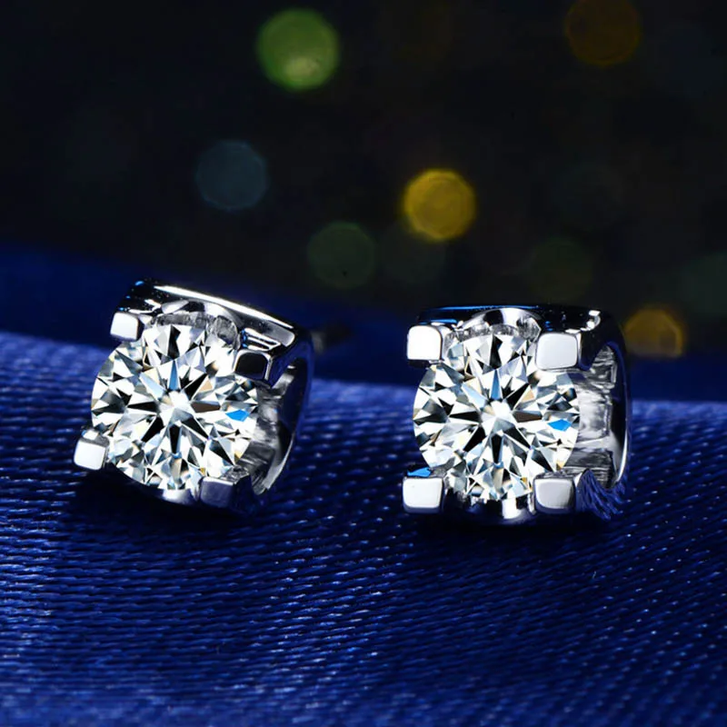 

Fashion Hot Silver 925 Silver Earrings Zircon Jewelry hollow four claw earrings wedding earrings