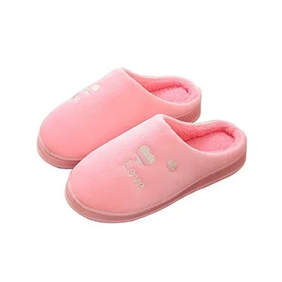 

New winter thickening warm non-slip couples love plush slippers, Dark grey/brown/light grey/leather pink/pink