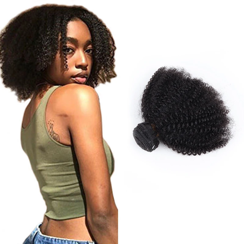 

Mongolian Afro Kinky Curly Hair Bundles 100% Human Hair Bundles With Closure 4B 4C Extension Weave Virgin Hair