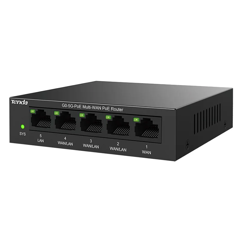 

Tenda G0-5G-PoE 5 port PoE Router Multi-WAN Gigabit PoE Router for Villa