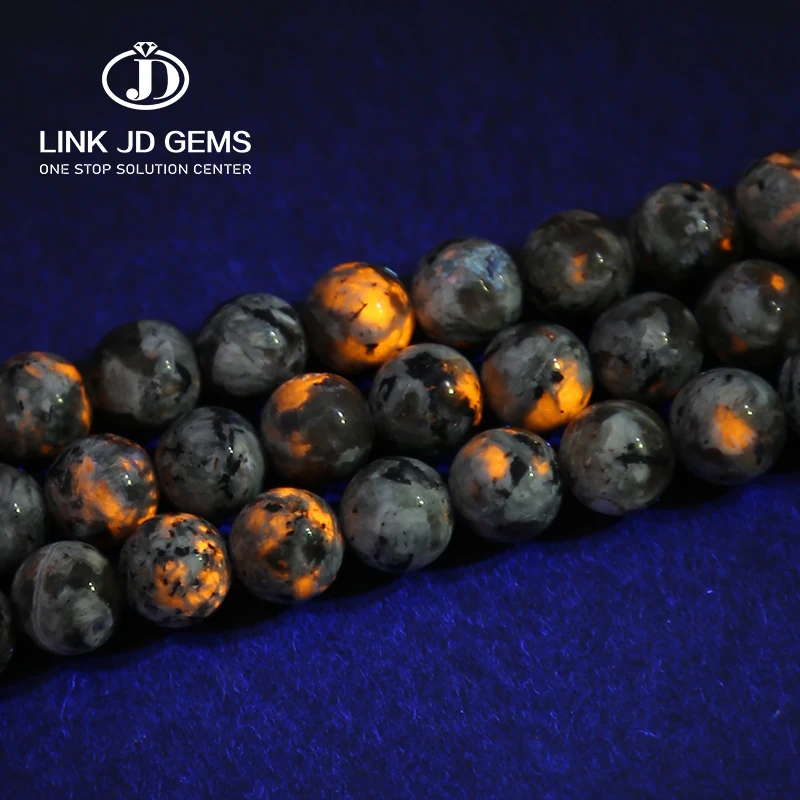 

High Quality 4-12mm Natural Flame Stone Beads Natural Yooperlite Stone Round Loose Beads For Necklace Bracelet Making