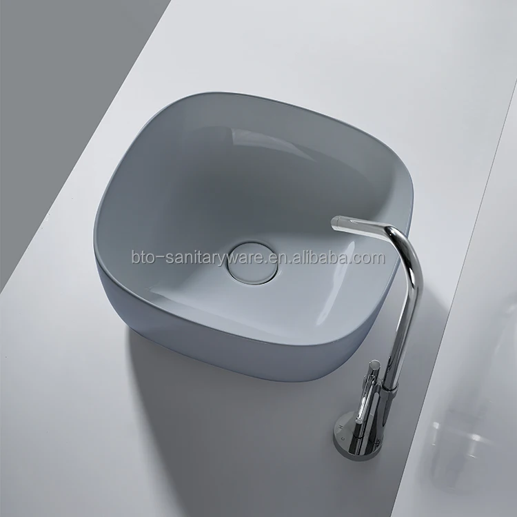 

Matte Grey Basin Bowl Bathroom Sink European Standard Style Ceramic Wash Basin, Customized color