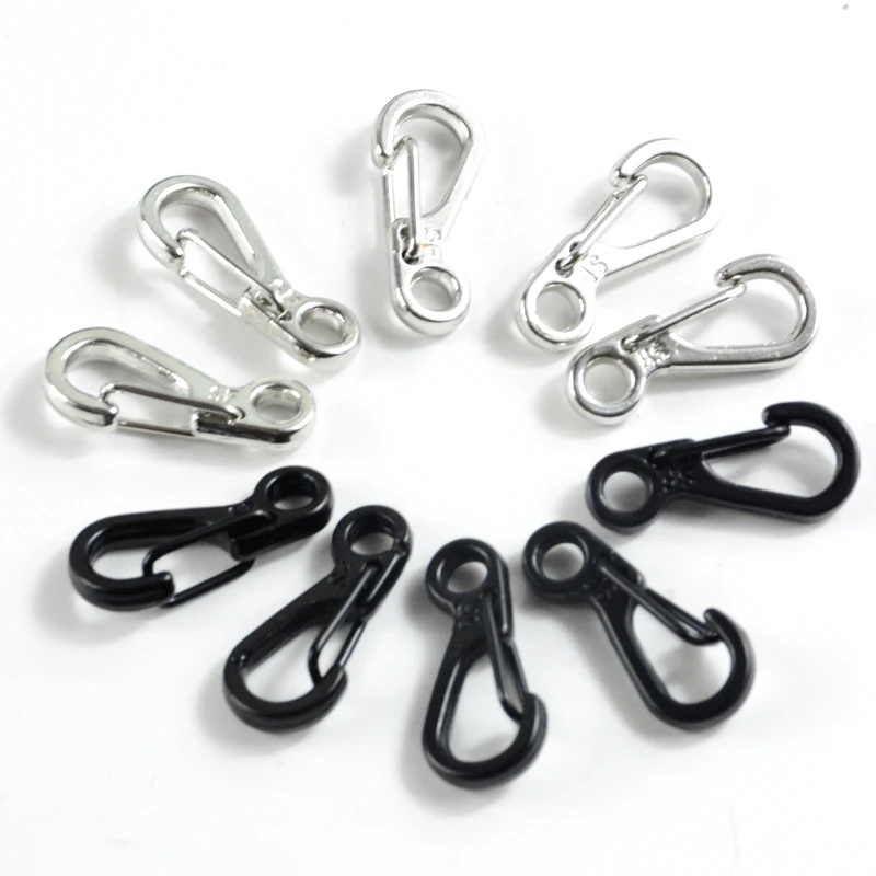 

Mini quick release Keychain Carabiner EDC Paracord Clip outdoor tactical gear, Silver,black