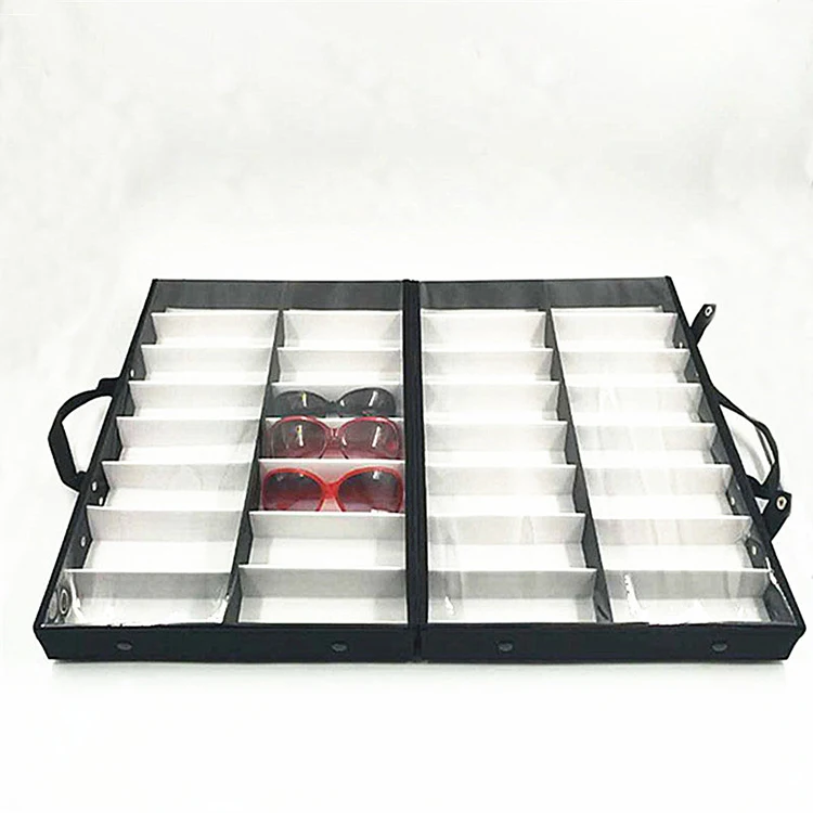 

New High Quality Sunglasses Suitcase Large Capacity Portable Shades Glasses Case 32 Grid Glasses Display Box In Stock