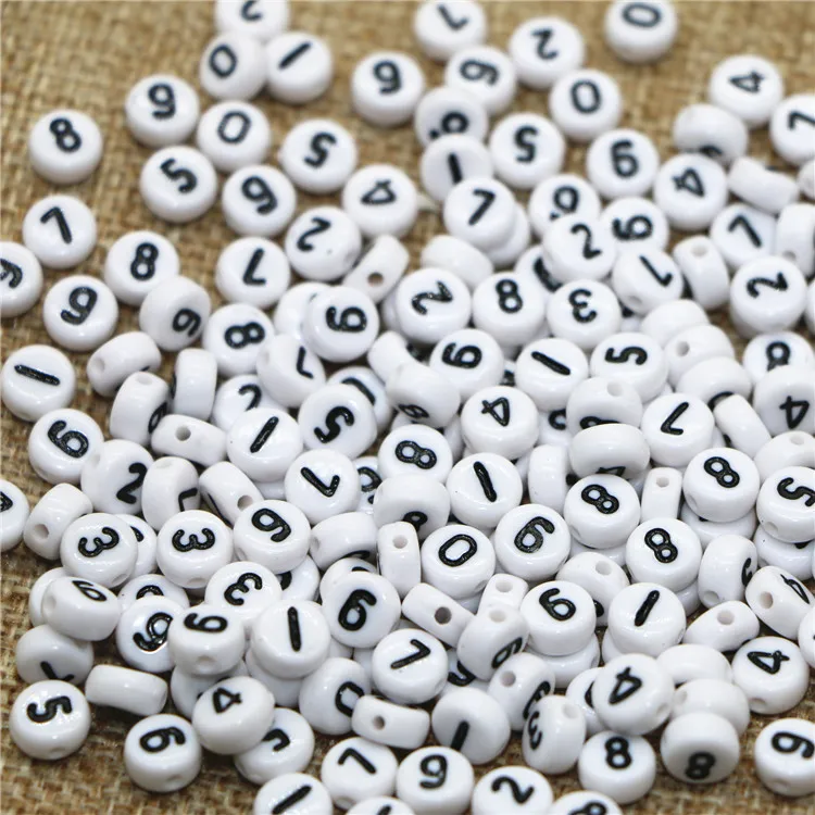 

GP0940 Popular Flat plastic acrylic letter initial 4*7mm 500g 0-9 figure difit number round disc beads for jewelry DIY