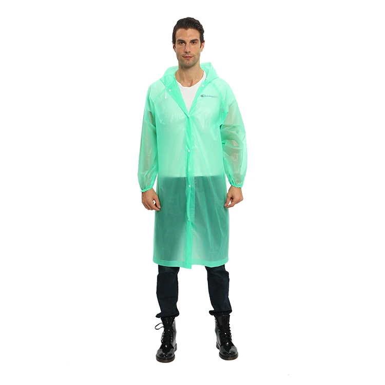 

Wholesale Eco-friendly Plastic Portable Rain Coat Disposable PEVA Poncho Raincoat With Hood For Adult, Pinke,yellow,blue,green,white