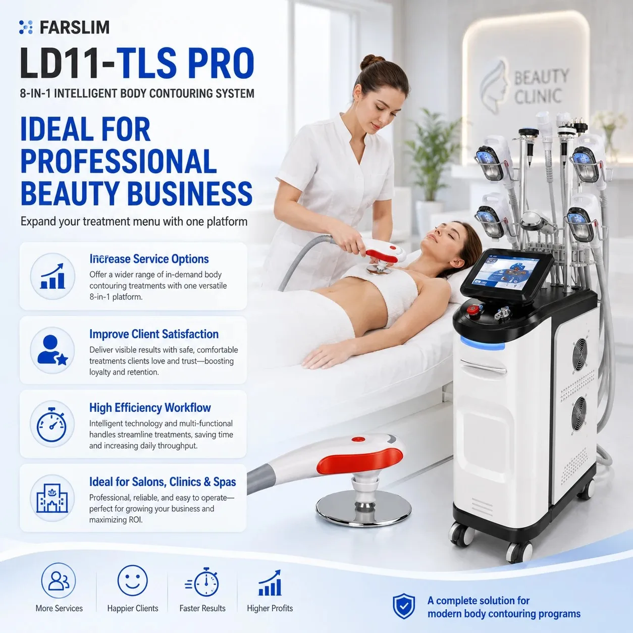 FARSLIM LD11-TLS PRO professional body contouring treatment in an aesthetic clinic setting.