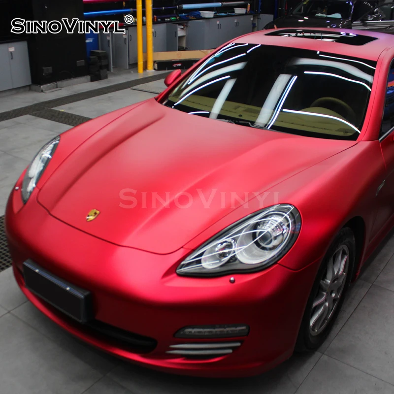 

SINOVINYL 160 Micron Water Proof Chrome Matte Ceramic Red Color Car Wrap Vinyl Sticker Film