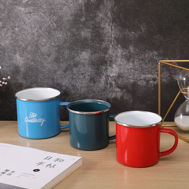 

Wholesale Coffee Outdoor Tumbler Cups Enamel Mug Camping Metal Coffee Cup With LOW MOQ, As picture