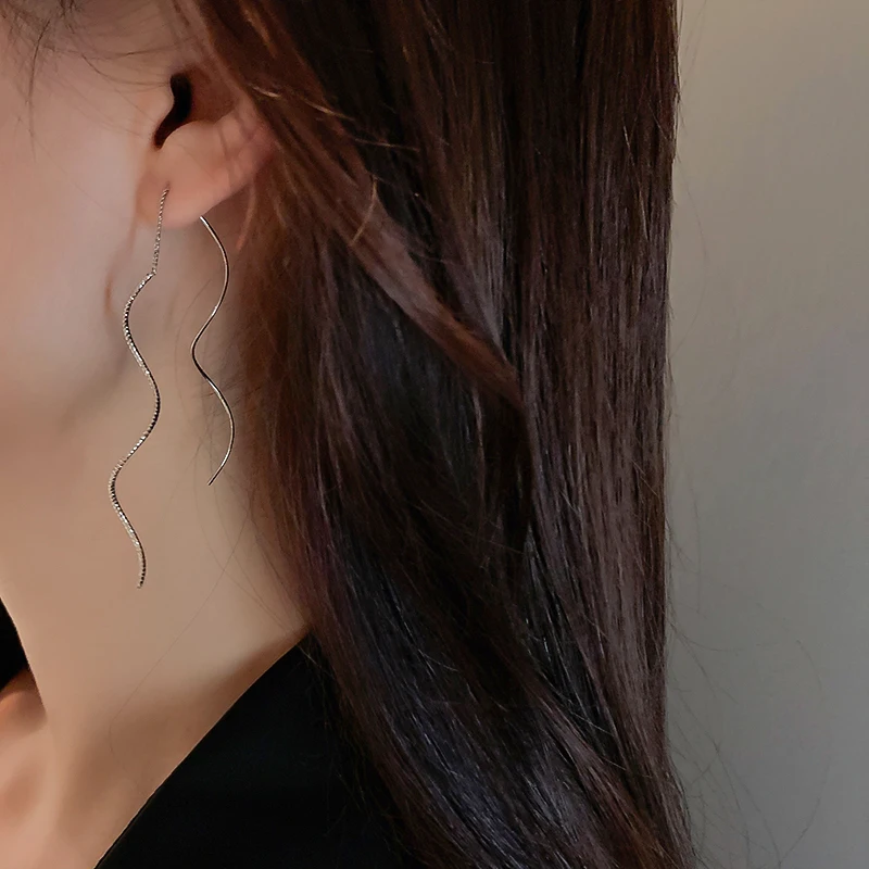 

fashion trendy drop spiral earrings tassel