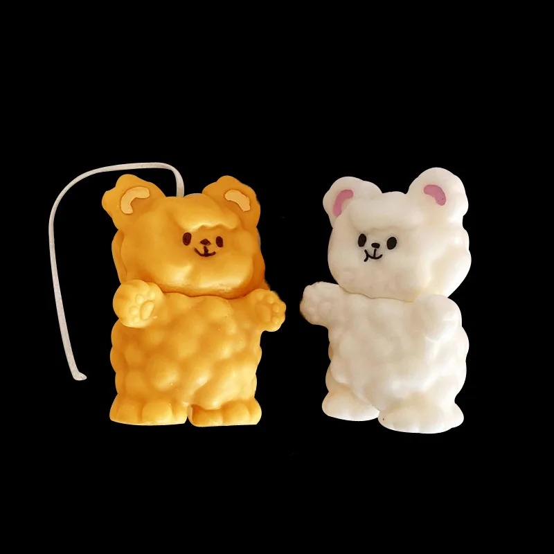 

LOVE'N LV468T DIY cake decoration silicone mold Little bear chocolate resin mould3D bubble bear aromatherapy candle mould, White