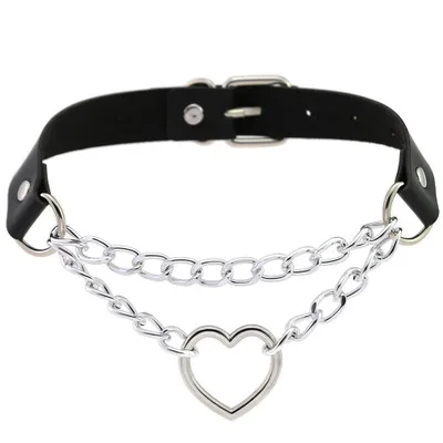 

PU Leather Gothic Punk Choker Collar Necklace - Adjustable (Heart)