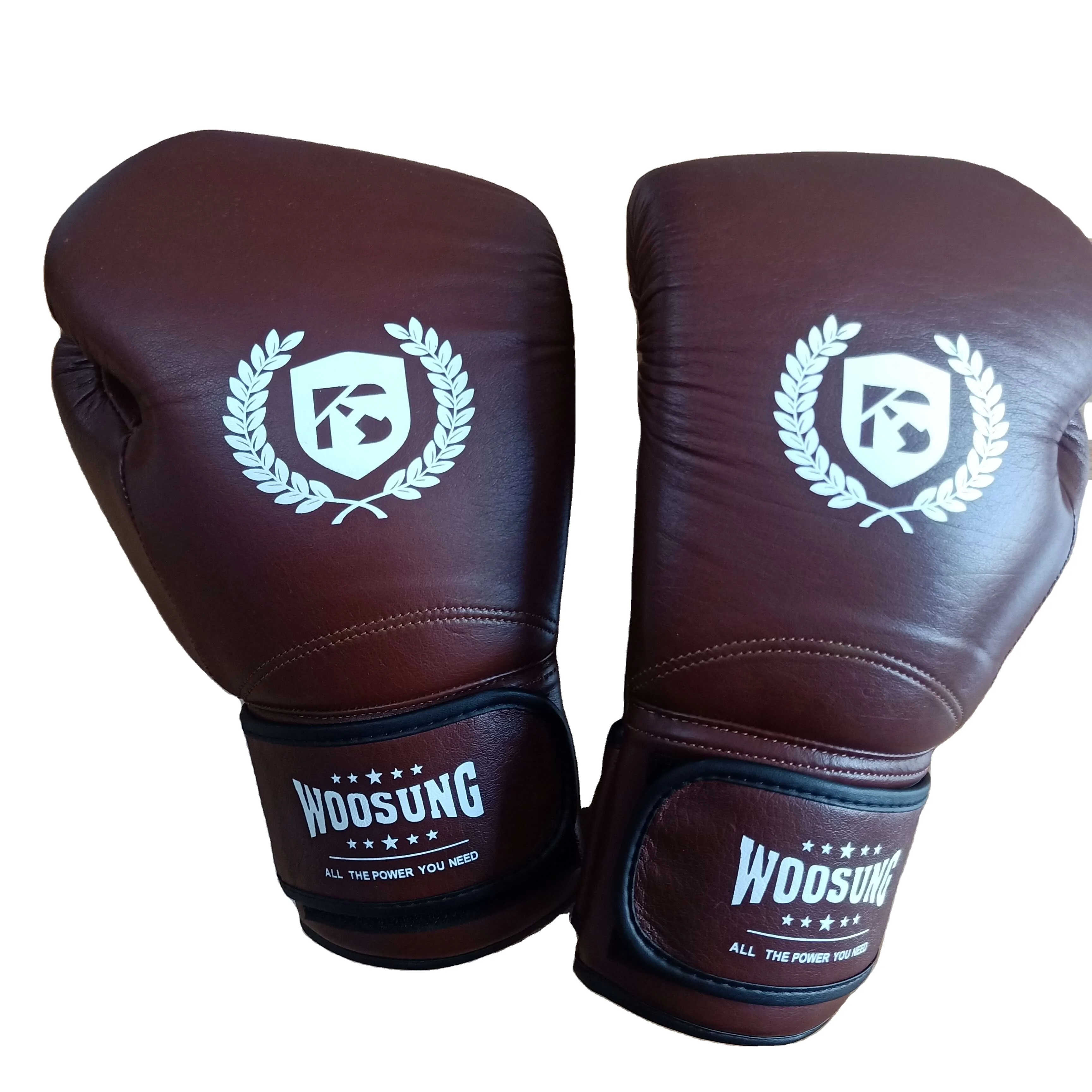 

Fashionable wholesale custom logo brown leather pvc latex foam boxing gloves