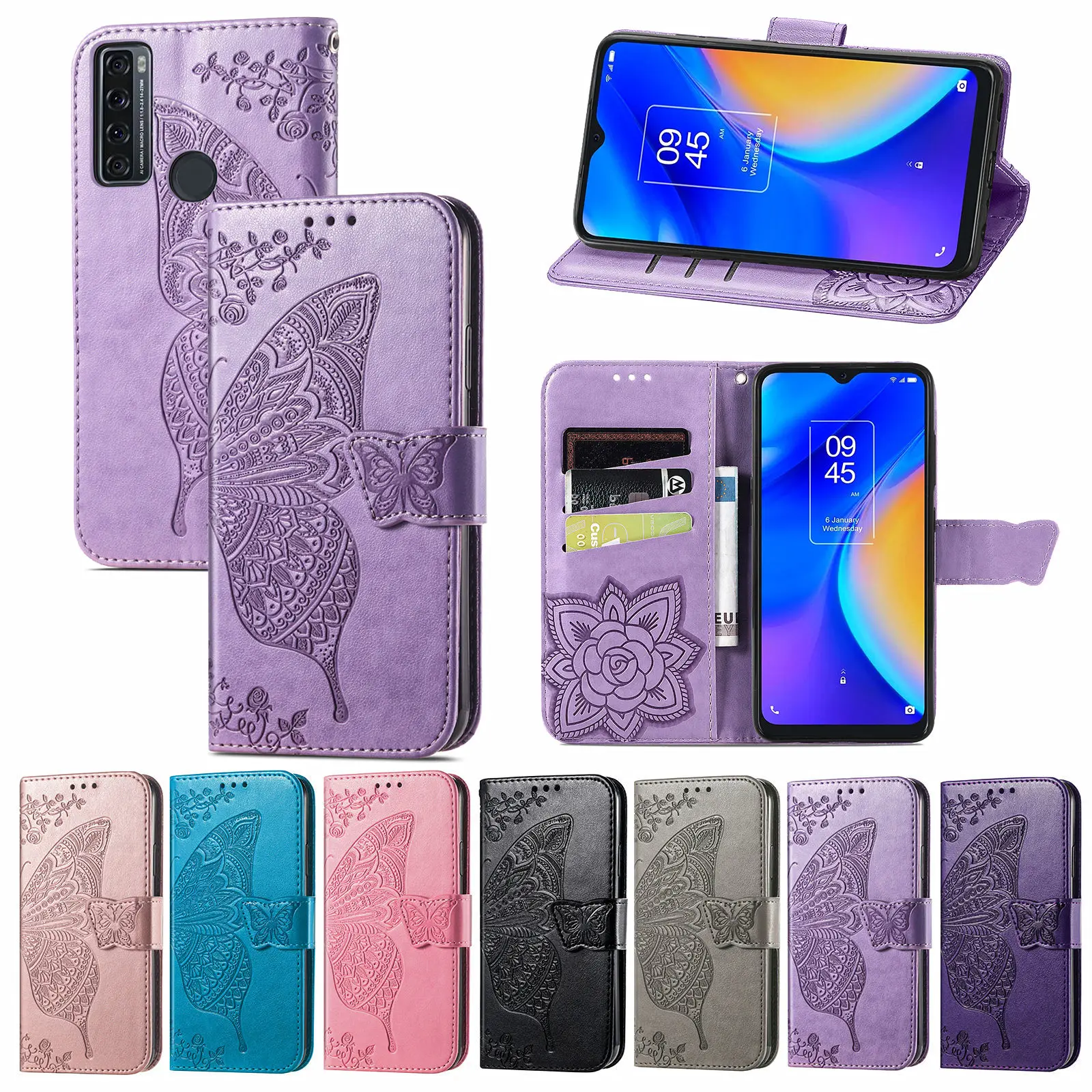 

For TCL 20 SE New Hot Sale Embossed Mandala case three card mobile accessories cell phone cases phone bag phone cases