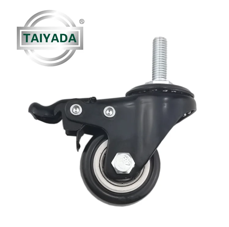 
TYD 1.5in/40MM Threaded Stem PVC furniture industrial caster wheel with brake  (62539647025)