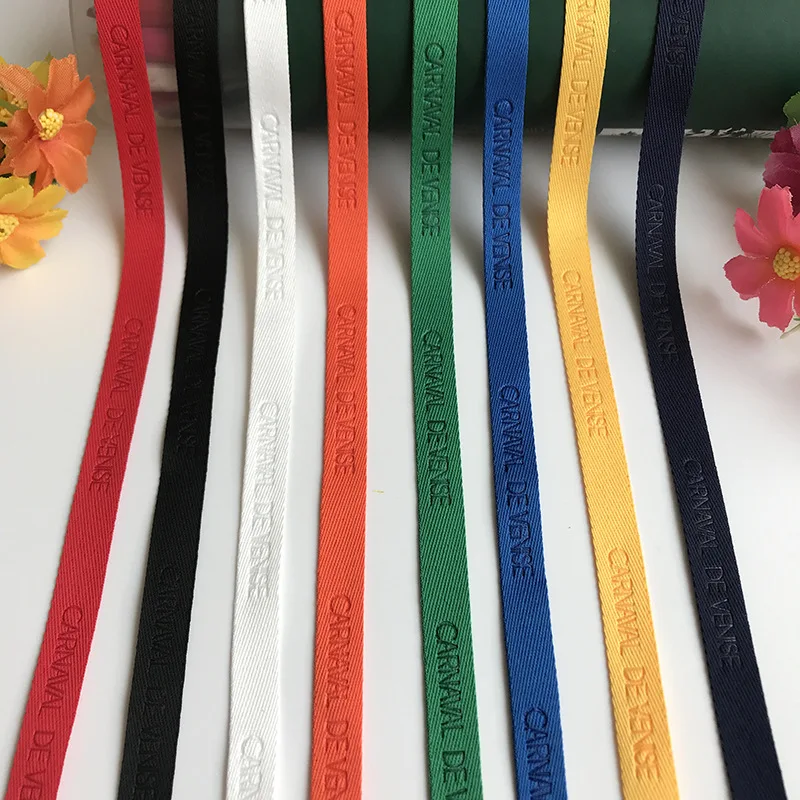 

Width 1 cm Polyester Ribbon elastic band Neck Tape elastic tape screen print embossed logo Ribbon For Garment Accessories