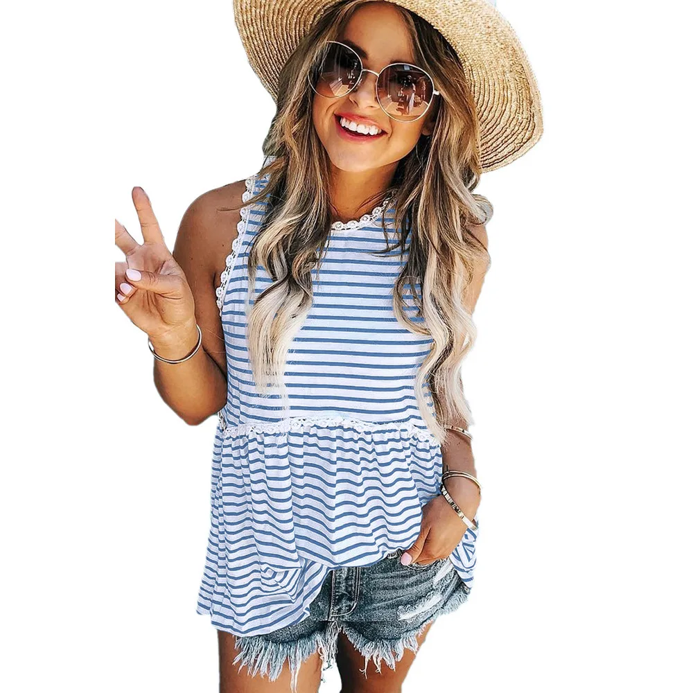 

Women Sleeveless Shirts Summer Camisole Striped Tanks Tops, Picture color