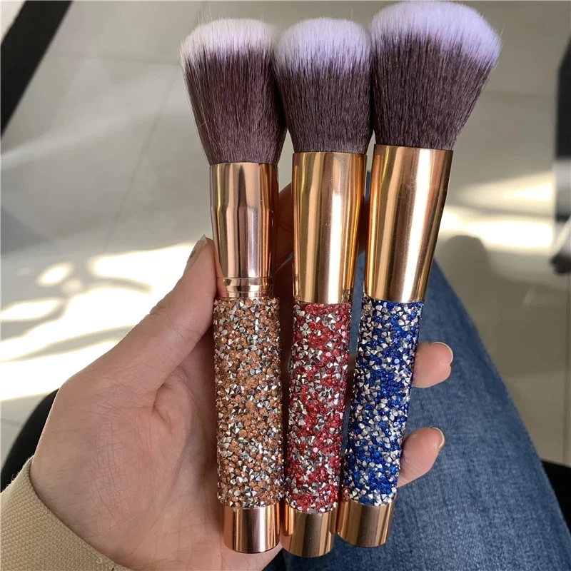 

HMU Rubber Handle Synthetic Hair Glitter Vegan Wholesale Make Up Brushes Diamond Makeup Brushes 10 Pieces