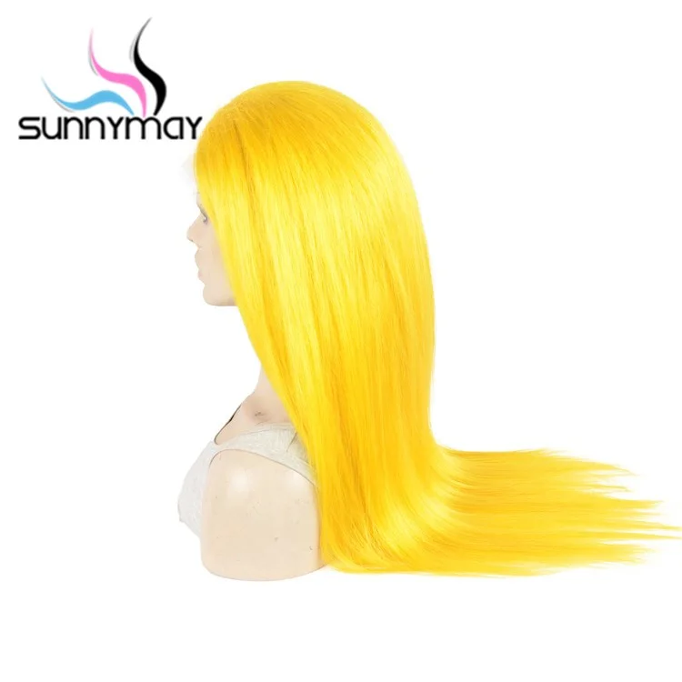 

Sunnymay Yellow Color Lace Front Human Hair Wigs Straight Brazilian Remy Hair Glueless Lace Front Wigs With Straps