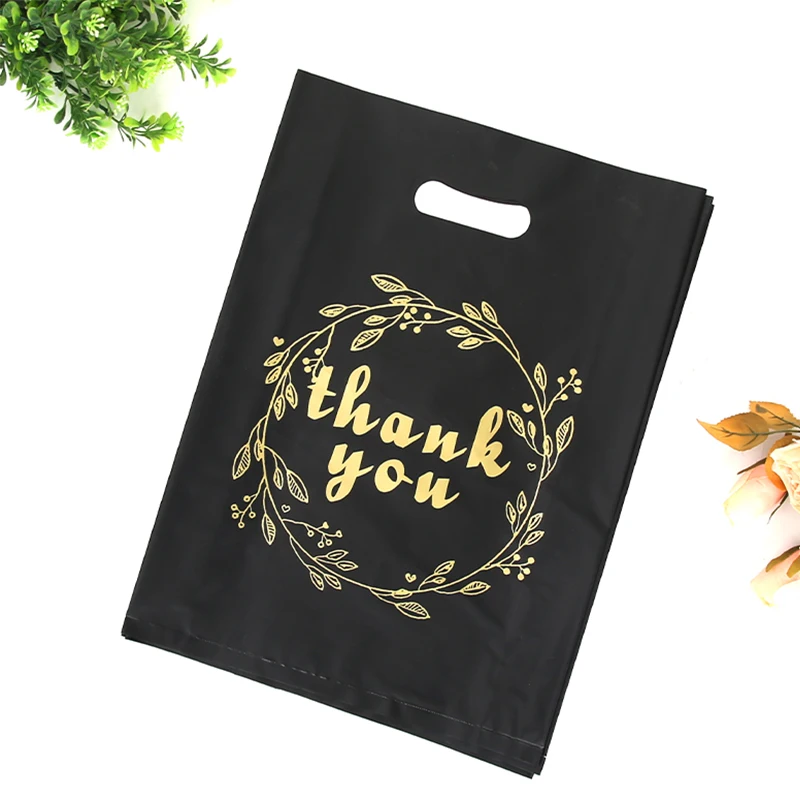 

Wholesale Low Moq Fast Delivery Time Custom Logo Thank You Plastic Die Cut Handle PE Bag For Shopping