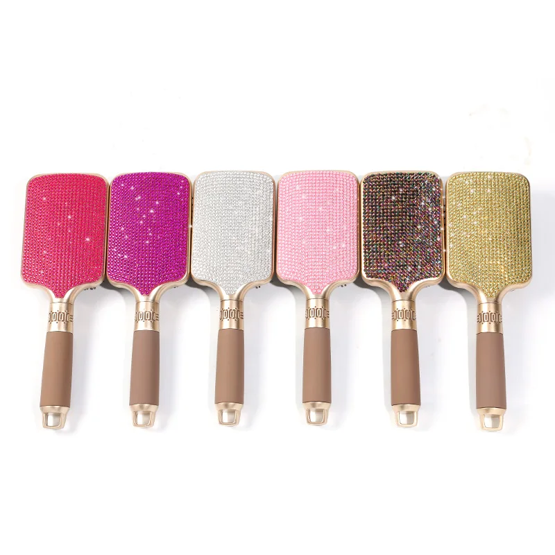 

New hot sale bling rhinestone hair brush private label crystal paddle brush, Pink,gold,blue,crystal or customize as your requirement