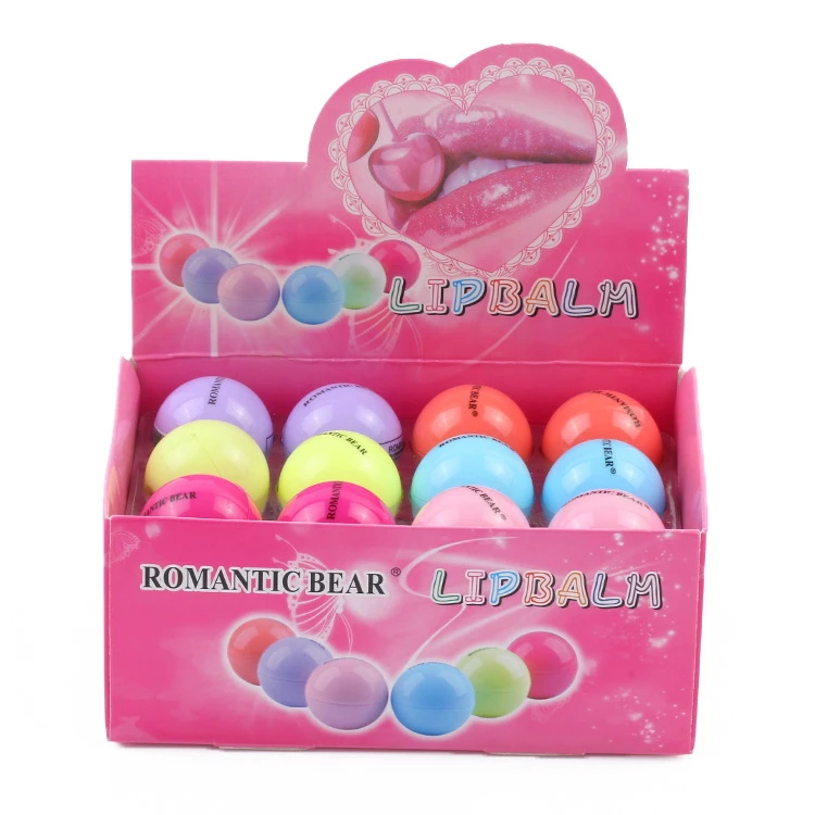 

6 PCS Cute Fruity Flavor Moisturizing Roller Ball Lip Balm Organic Fresh Golf Shape Round Ball Lip Balm