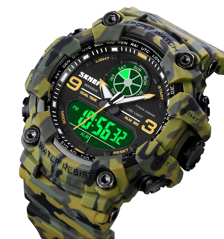 

skmei1818 Luxury Brand Analog Digital Wrist Watch LED Gent Orologi 5ATM Water Resistant Sport watch, Mix acceptable