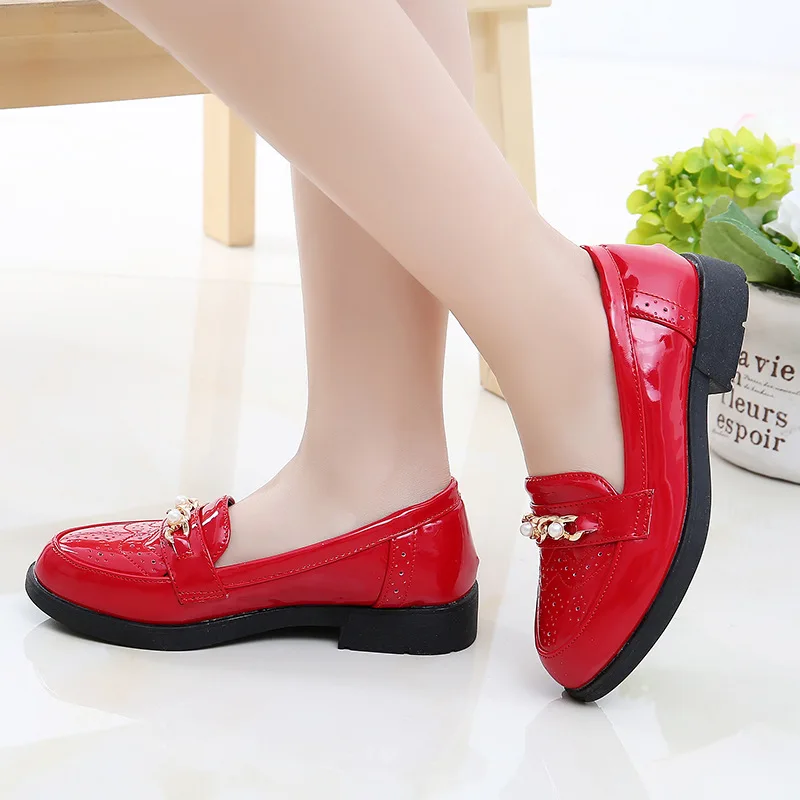 
custom children unisex 4 year baby slip on red black loafer flat brogue kids leather school casual dress shoes for boys girl 