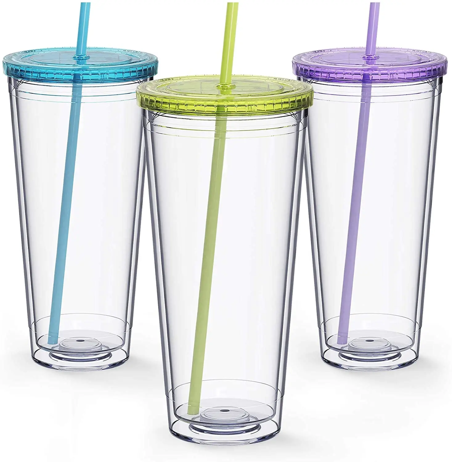 

food grade 22oz double wall plastic cups reusable clear acrylic tumbler with lid and straw, Customize