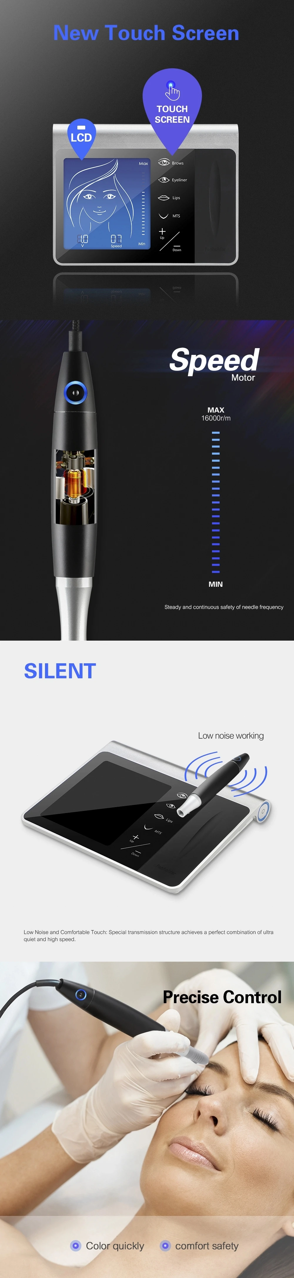 Semi Permanent Charme Princess Microblading Eyebrow Machine Kit For Mts