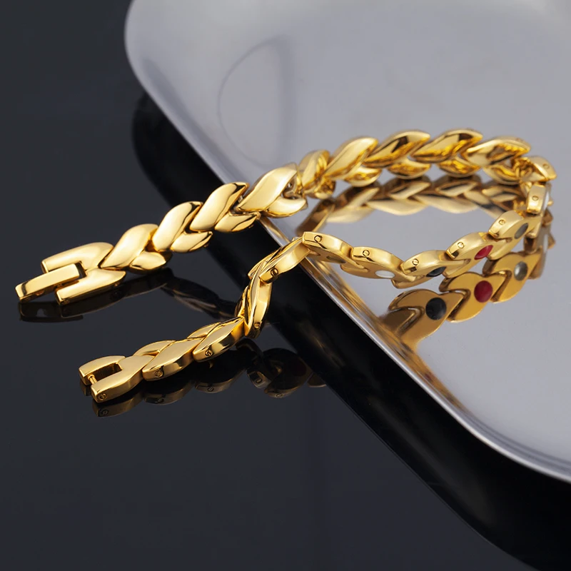 

Factory Direct Selling Stainless Steel Germanium Ion Energy Heart Shaped Women's Magnetic Bracelets
