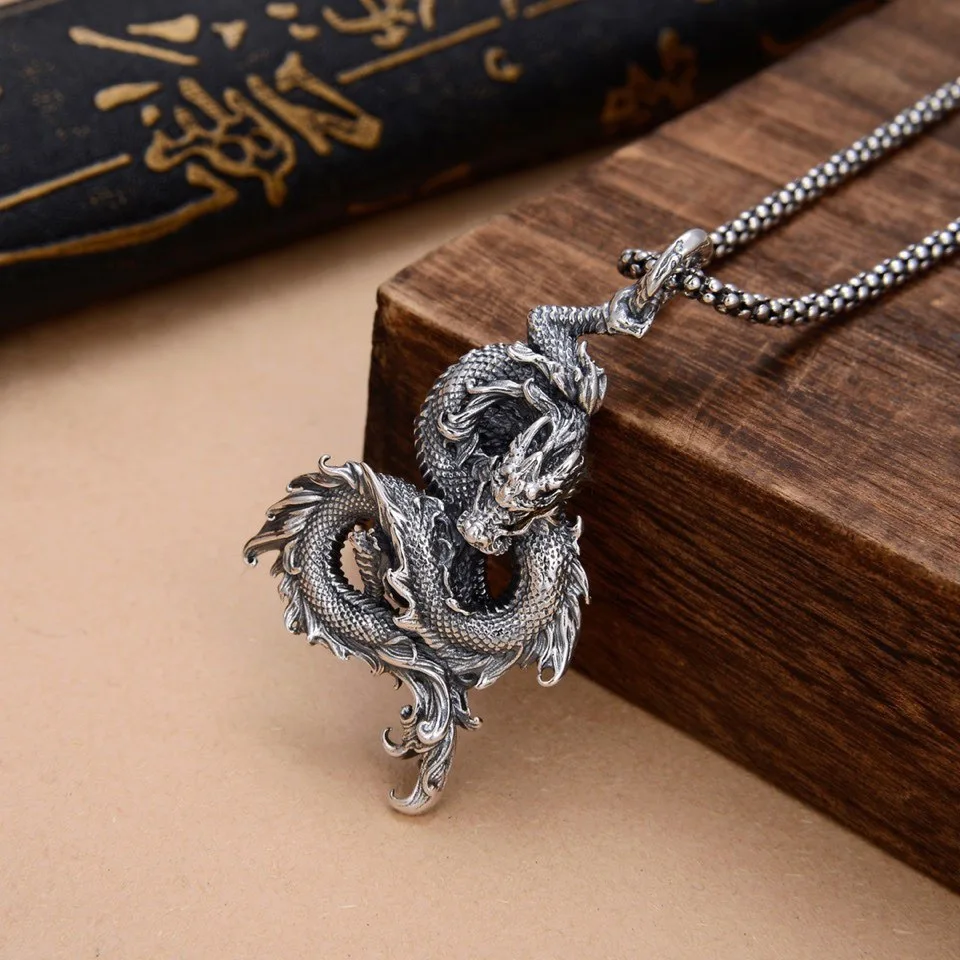 

HELE OEM Custom Viking Pendant 925 Sterling Silver Animal Necklace Men's Fashion Vintage Jewelry Charm Hip Hop Pendant