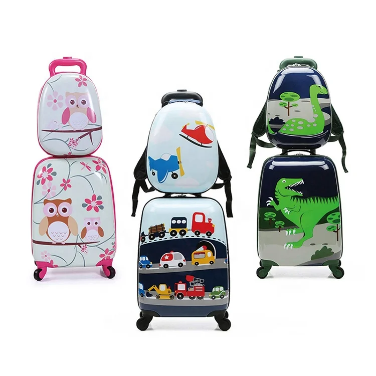 

Ready to ship hot sale multiple cute cartoon design in stock valise enfants children backpack cabin kids suitcase trolley set, Yellow