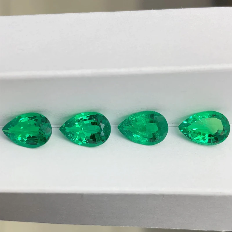 Starsgem 7*5mm-14*10mm Pear Cut Colombian Emerald With Inclusion Lab Grown Emerald Hydrothermal Emerald Factory Price