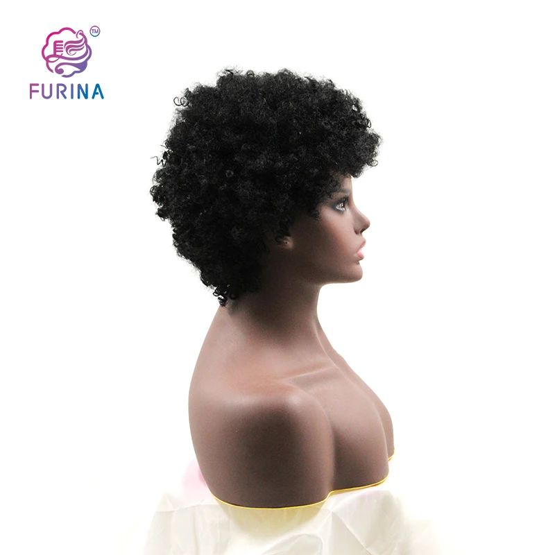 

Black afro curl synthetic hair wig short curly fluffy synthetic afro kinky hair wig for black women