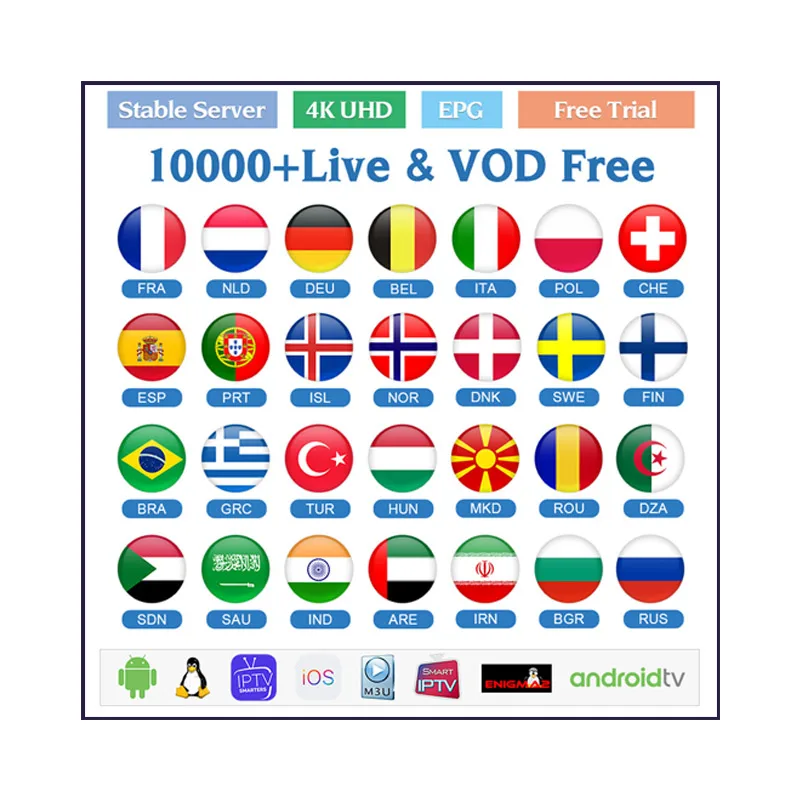 IPTV France Subscription Portugal Spain IPTV Arabic Germany Finland Sweden Norway French IPTV M3U Italia Belgium Greek IP TV