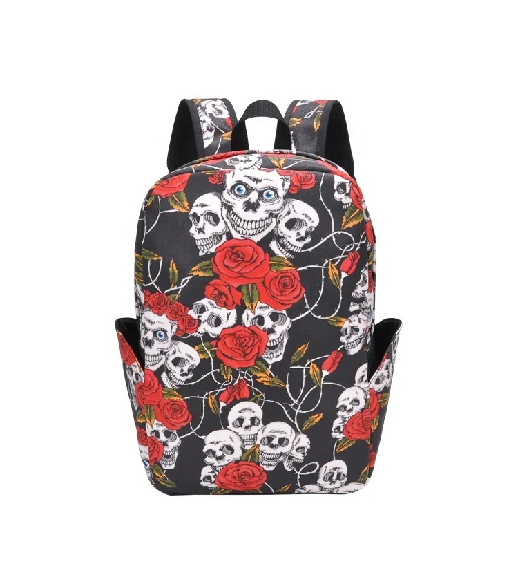 

Skull Girls Backpack Purse Teens School Satchel Cute Lightweight Women Travel Backpack with detachable hat, Red