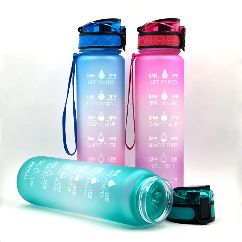 

Eco friendly 32oz Tritan Gym and Outdoor Sports Motivational Bottle Time Marker Leakproof BPA Free Water Bottle