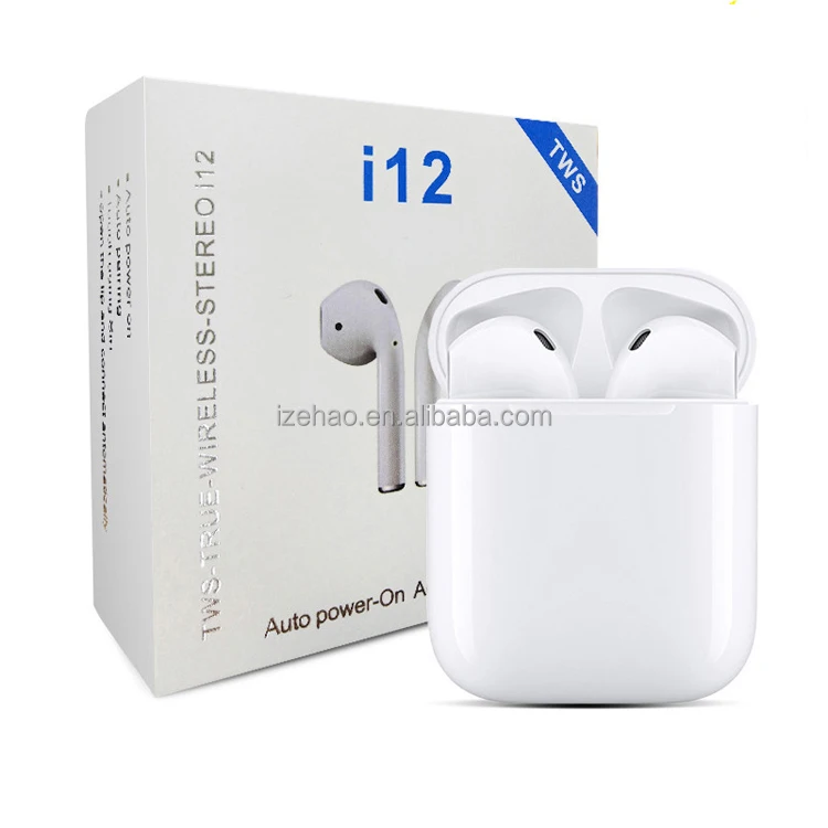 

Amazon Top Seller Handsfree I12 Headphone True Stereo Earphones For IPhone and Android, White,