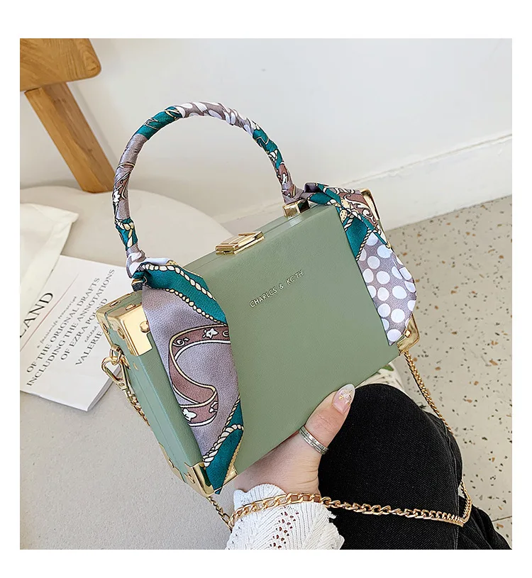 

Fashion new trend tote box purse female solid color ladies messenger small square crossbody chain bag